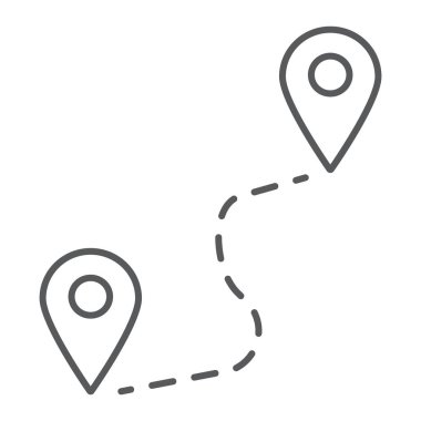 Yer işareti vektör grafikleri, Doğrusal model beyaz bir arka planda eps 10 yol ince çizgi simgesi, seyahat ve Turizm,.