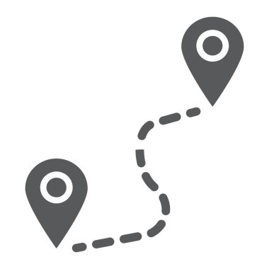 Rota glif simgesi, seyahat ve Turizm, yer işareti vektör grafikleri, beyaz bir arka planda eps 10 katı bir desen.