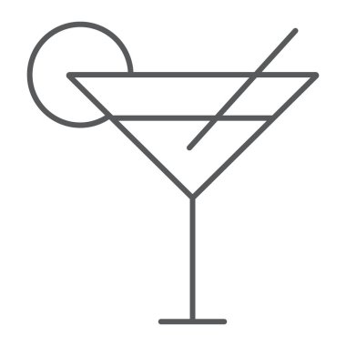 Kokteyl ince çizgi simgesi, seyahat ve Turizm, işareti vektör grafikleri, Doğrusal model beyaz bir arka planda eps 10 iç.