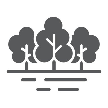 Orman glif simgesi, seyahat ve Turizm, ağaç işareti vektör grafikleri, beyaz bir arka planda eps 10 katı bir desen.