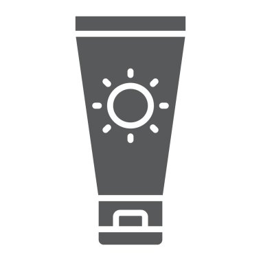 Güneş kremi glif simgesi, seyahat ve Turizm, güneş işareti vektör grafikleri, beyaz bir arka planda eps 10 katı bir desen.