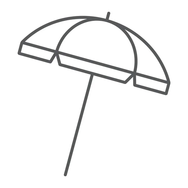 Stranden paraply tunna linjen ikonen, resor och parasol, paraply soltecken vektorgrafik, en linjär mönster på en vit bakgrund, eps 10. — Stock vektor