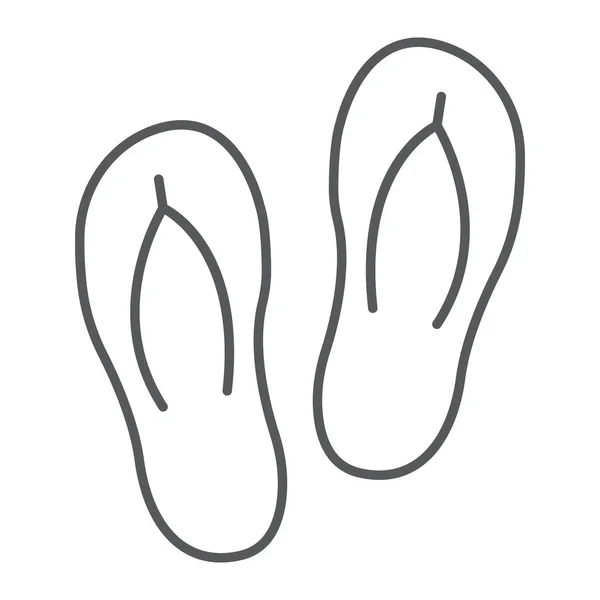 Flip flops vékony vonal ikon, utazás és turizmus, strand papucs jel vektor grafika, lineáris szerkezet egy fehér háttér, eps 10. — Stock Vector
