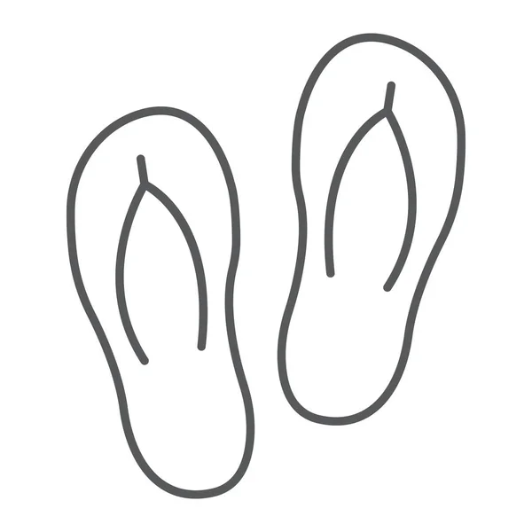 Flip flops ícone linha fina, viagens e turismo, chinelos de praia sinal vetor gráficos, um padrão linear em um fundo branco, eps 10 . —  Vetores de Stock