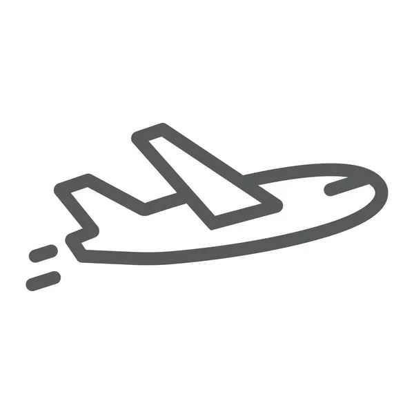 Иконка линии полета самолета, путешествия и туризм, векторная графика самолета, линейный узор на белом фоне, eps 10 . — стоковый вектор