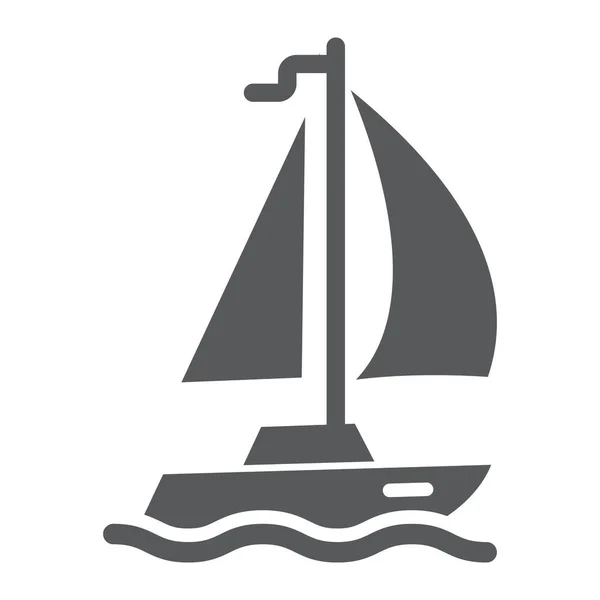 Segelyachtglyphen-Ikone, Reise und Tourismus, Vektor-Grafiken für Segelboote, durchgehendes Muster auf weißem Hintergrund, Folge 10. — Stockvektor