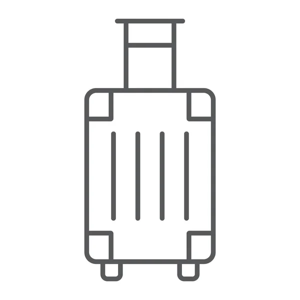 Ícone de linha fina de bagagem, viagens e turismo, gráficos de vetor de sinal de bolsa de viagem, um padrão linear em um fundo branco, eps 10 . — Vetor de Stock