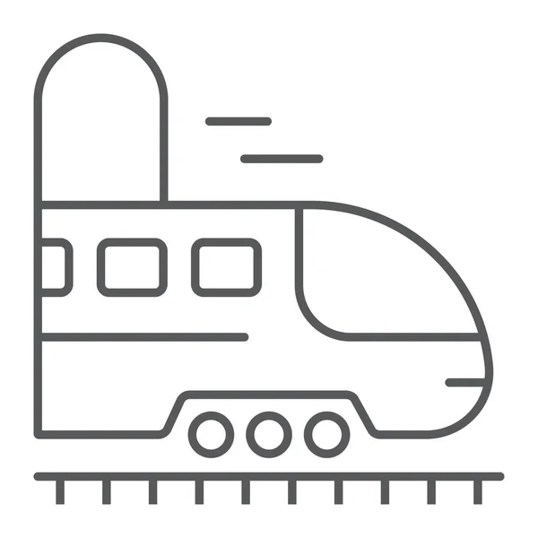 Залізнична поїздка тонка лінія значок, подорожі та туризм, метро в тунельній вивісці Векторна графіка, лінійний візерунок на білому тлі, eps 10 . — стоковий вектор