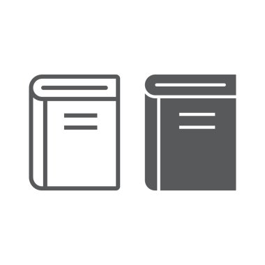 Kitap çizgi ve gyph simgesi, okul ve eğitim, öğrenme işareti vektör grafikleri, Doğrusal model beyaz bir arka planda eps 10.