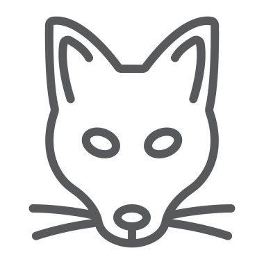 Fox satırı simgesi, hayvan ve Hayvanat Bahçesi, maskot işareti vektör grafikleri, Doğrusal model beyaz bir arka planda eps 10.