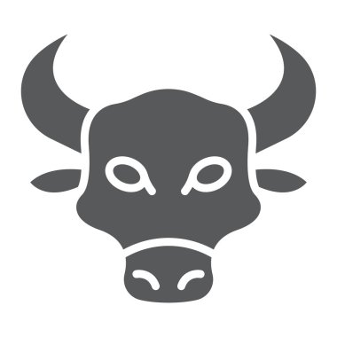 Boğa glif simgesi, hayvan ve Hayvanat Bahçesi, inek işareti vektör grafikleri, beyaz bir arka planda eps 10 katı bir desen.