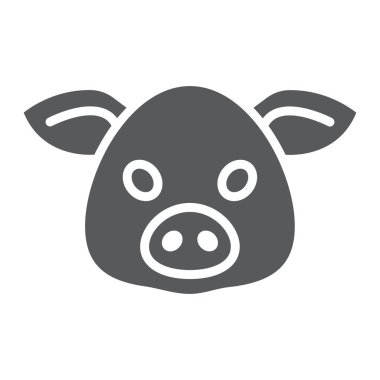 Domuz glif simgesi, hayvan ve Hayvanat Bahçesi, domuz işareti vektör grafikleri, beyaz bir arka planda eps 10 katı bir desen.