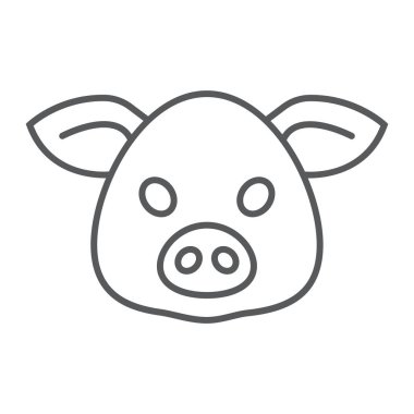 Domuz ince çizgi simgesi, hayvan ve Hayvanat Bahçesi, domuz işareti vektör grafikleri, Doğrusal model beyaz bir arka planda eps 10.