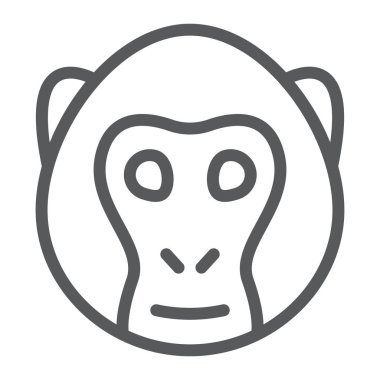 Maymun satırı simgesi, hayvan ve Hayvanat Bahçesi, maymun işareti vektör grafikleri, Doğrusal model beyaz bir arka planda eps 10.