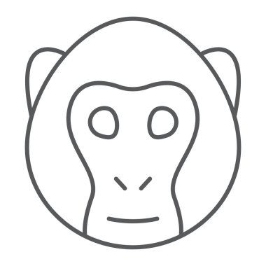 Maymun ince çizgi simgesi, hayvan ve Hayvanat Bahçesi, maymun işareti vektör grafikleri, Doğrusal model beyaz bir arka planda eps 10.