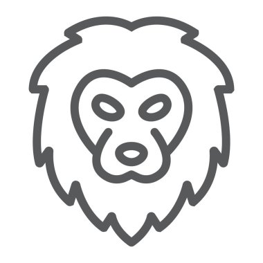 Aslan satırı simgesi, hayvan ve Hayvanat Bahçesi, kedi işareti vektör grafikleri, Doğrusal model beyaz bir arka planda eps 10.