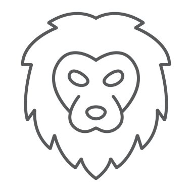 Aslan ince çizgi simgesi, hayvan ve Hayvanat Bahçesi, kedi işareti vektör grafikleri, Doğrusal model beyaz bir arka planda eps 10.