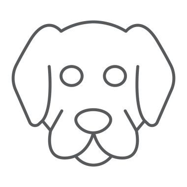 Köpek ince çizgi simgesi, hayvan ve Hayvanat Bahçesi, memeli işareti vektör grafikleri, Doğrusal model beyaz bir arka planda eps 10.