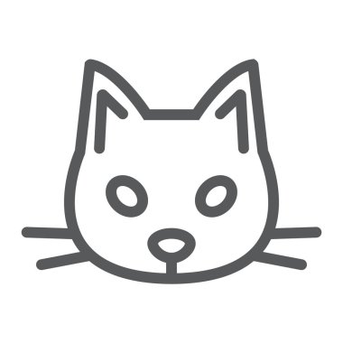 Kedi satırı simgesi, hayvan ve Hayvanat Bahçesi, evde beslenen hayvan işareti vektör grafikleri, Doğrusal model beyaz bir arka planda eps 10.