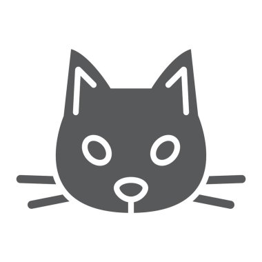 Kedi glif simgesi, hayvan ve Hayvanat Bahçesi, evde beslenen hayvan işareti vektör grafikleri, beyaz bir arka planda eps 10 katı bir desen.