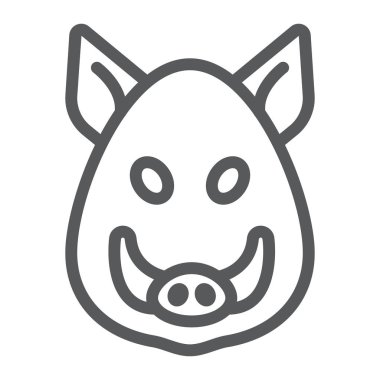 Yaban domuzu satırı simgesi, hayvan ve Hayvanat Bahçesi, evde beslenen hayvan işareti vektör grafikleri, Doğrusal model beyaz bir arka planda eps 10.