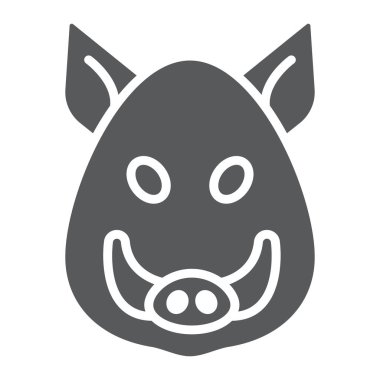 Yaban domuzu glif simgesi, hayvan ve Hayvanat Bahçesi, evde beslenen hayvan işareti vektör grafikleri, beyaz bir arka planda eps 10 katı bir desen.