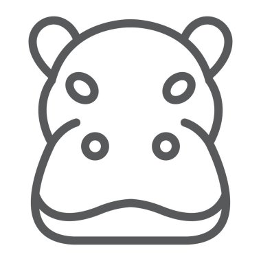 Su aygırı satırı simgesi, hayvan ve Hayvanat Bahçesi, su aygırı et işareti vektör grafikleri, Doğrusal model beyaz bir arka planda eps 10.