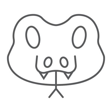 Yılan ince çizgi simgesi, hayvan ve Hayvanat Bahçesi, sürüngen işareti vektör grafikleri, Doğrusal model beyaz bir arka planda eps 10.