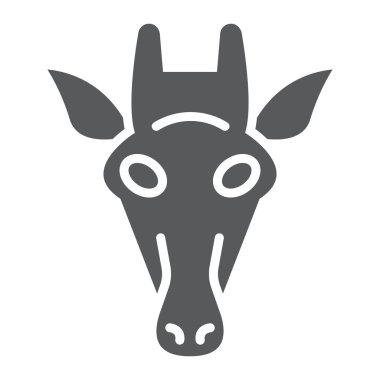 Zürafa glif simgesi, hayvan ve Hayvanat Bahçesi, memeli işareti vektör grafikleri, beyaz bir arka planda eps 10 katı bir desen.