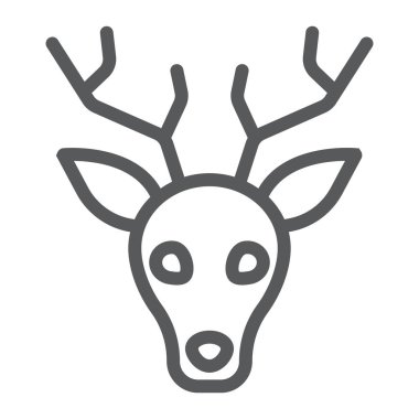 Geyik satırı simgesi, hayvan ve Hayvanat Bahçesi, geyik vektör grafikleri, Doğrusal model beyaz bir arka planda eps 10 üye.