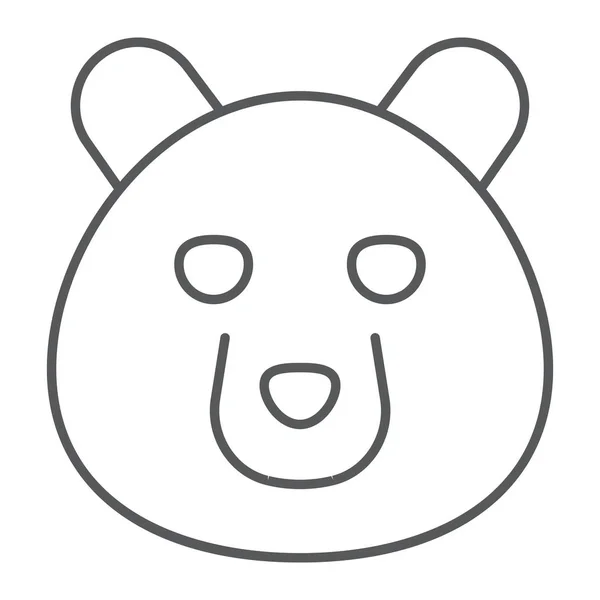 Urso ícone de linha fina, animal e zoológico, gráficos vetoriais sinal pardo, um padrão linear em um fundo branco, eps 10 . — Vetor de Stock