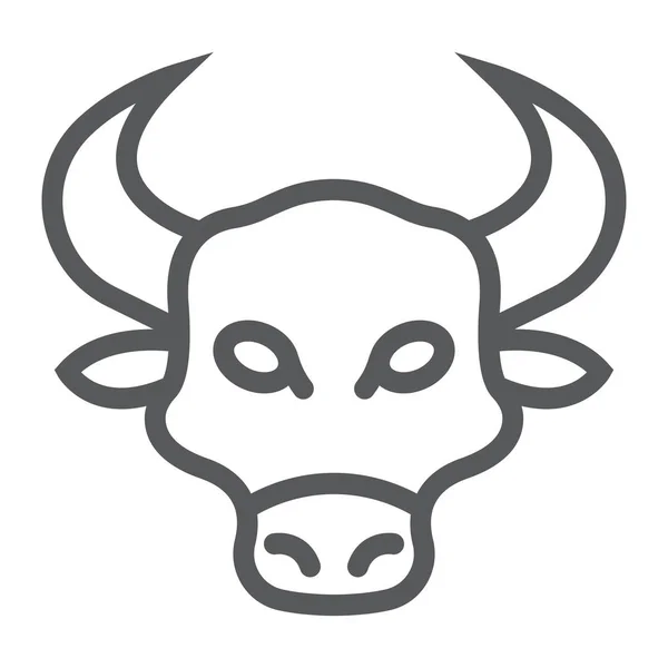 Bull ikon, djur och zoo, Ko tecken vektorgrafik, en linjär mönster på en vit bakgrund, eps 10. — Stock vektor