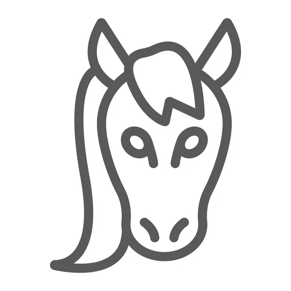 Ícone de linha de cavalo, animal e zoológico, signo mustang gráficos vetoriais, um padrão linear em um fundo branco, eps 10 . — Vetor de Stock