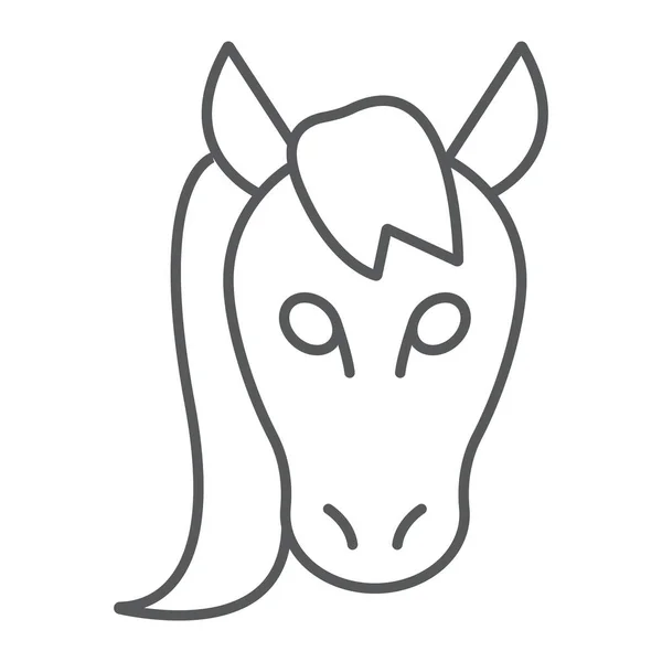 Ícone de linha fina cavalo, animal e zoológico, mustang sinal vetor gráficos, um padrão linear em um fundo branco, eps 10 . — Vetor de Stock