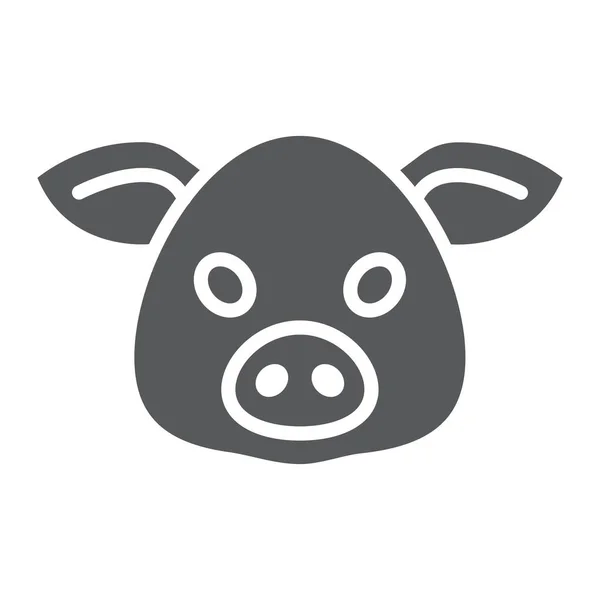 Ícone de glifo de porco, animal e zoológico, gráficos de vetor de sinal de porco, um padrão sólido em um fundo branco, eps 10 . —  Vetores de Stock