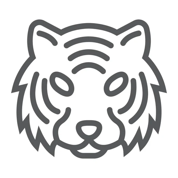 Tygrys linii ikona, zwierząt i zoo, kot znak wektor grafika, liniowy model na białym tle, eps 10. — Wektor stockowy