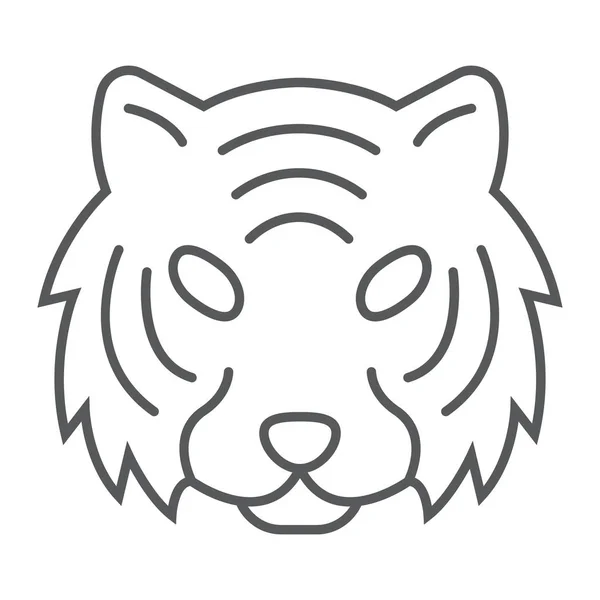 Tygrys cienka linia ikona, zwierząt i zoo, kot znak wektor grafika, liniowy model na białym tle, eps 10. — Wektor stockowy