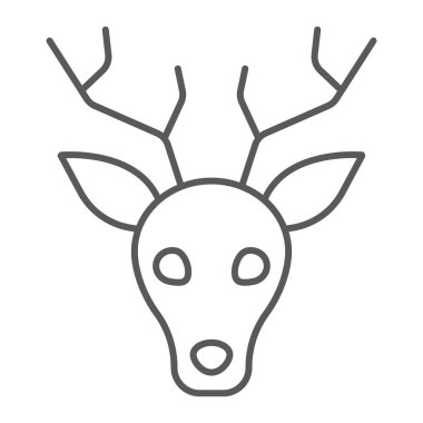 Geyik ince çizgi simgesi, hayvan ve Hayvanat Bahçesi, geyik vektör grafikleri, Doğrusal model beyaz bir arka planda eps 10 üye.