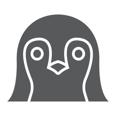 Penguen glif simgesi, hayvan ve Hayvanat Bahçesi, kuş işareti vektör grafikleri, beyaz bir arka planda eps 10 katı bir desen.