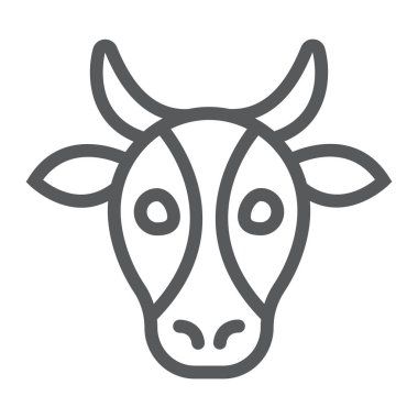 Sığır inek satırı simgesi, hayvan ve Hayvanat Bahçesi, vektör grafikleri, Doğrusal model beyaz bir arka planda eps 10 kayıt.