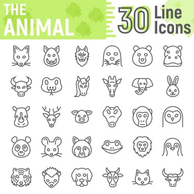 Animal line icon set, beast symbols collection, vector sketches, logo illustrations, farm signs linear pictograms package isolated on white background, eps 10.