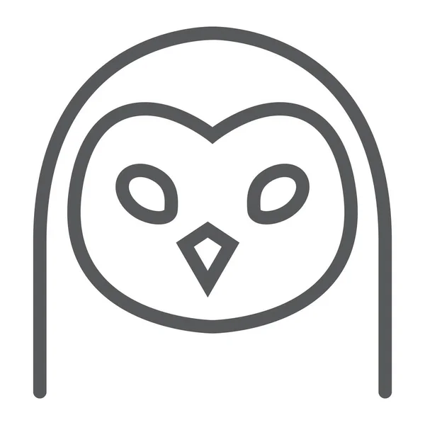 Owl ikon, djur och zoo, fågeln tecknet vektorgrafik, en linjär mönster på en vit bakgrund, eps 10. — Stock vektor