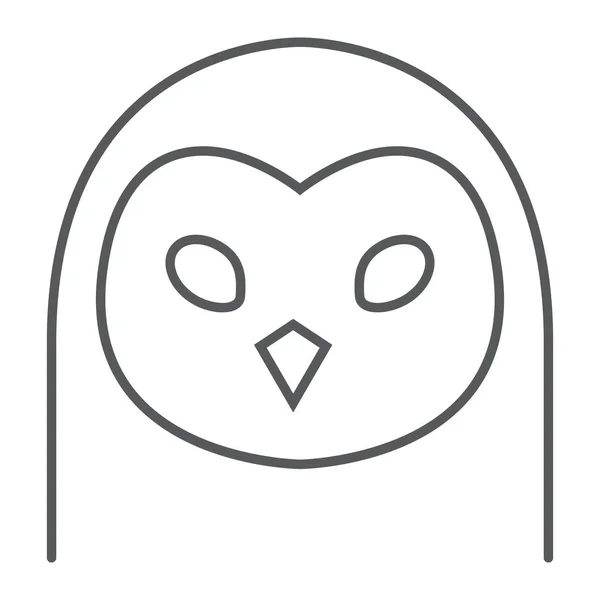Búho icono de línea delgada, animal y zoológico, signos de aves gráficos vectoriales, un patrón lineal sobre un fondo blanco, eps 10 . — Vector de stock
