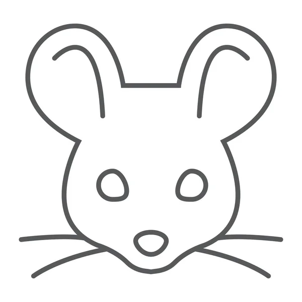 Ikona myš tenká linie, zvířat a zoo, potkan znamení vektorové grafiky, lineární vzor na bílém podkladu, eps 10. — Stockový vektor