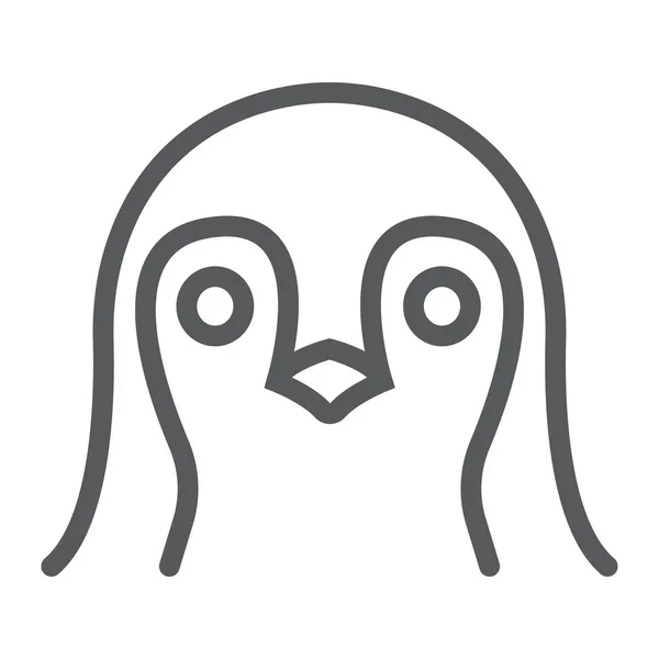 Pingwina linii ikona, zwierząt i zoo, znak ptak wektor grafika, liniowy model na białym tle, eps 10. — Wektor stockowy