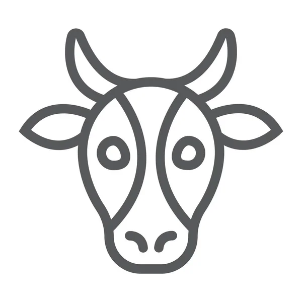 Icono de línea de vaca, animal y zoológico, gráficos vectoriales de signos de ganado, un patrón lineal sobre un fondo blanco, eps 10 . — Archivo Imágenes Vectoriales