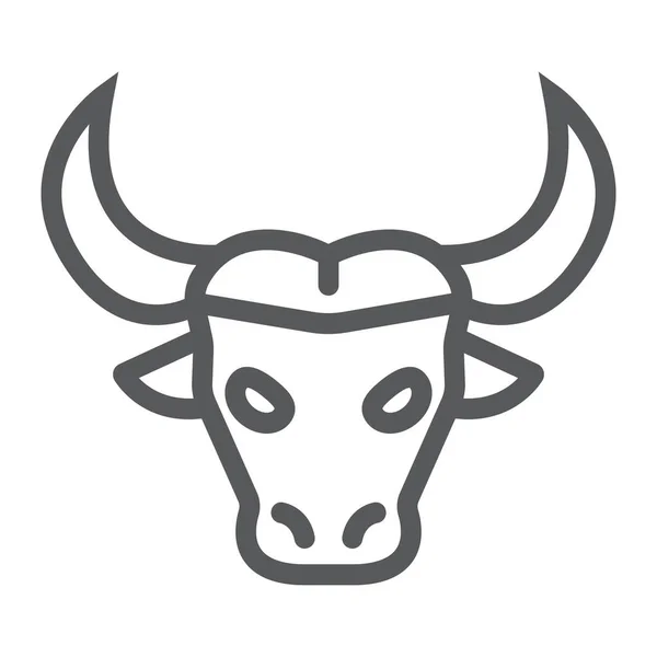 Ícone de linha de búfalo, animal e zoológico, gráficos vetoriais de sinal de gado, um padrão linear em um fundo branco, eps 10 . —  Vetores de Stock