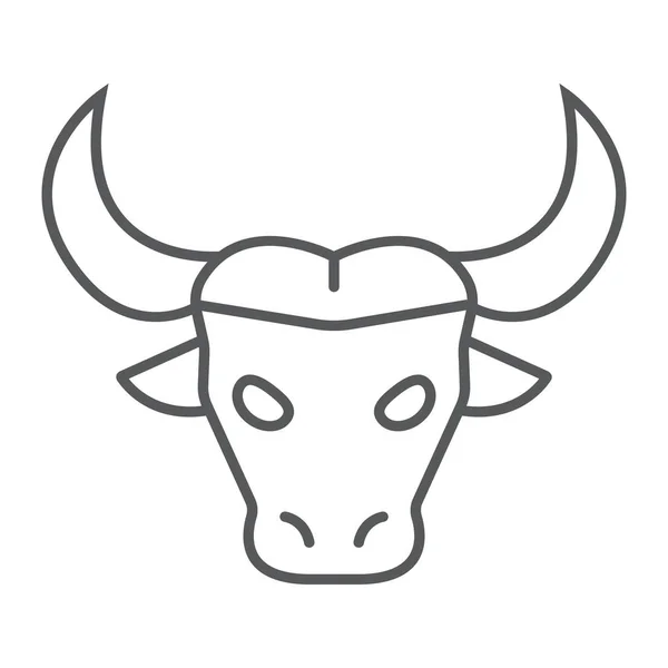 Buffalo tunn linje-ikonen, djur och zoo, nötkreatur logga vektorgrafik, en linjär mönster på en vit bakgrund, eps 10. — Stock vektor