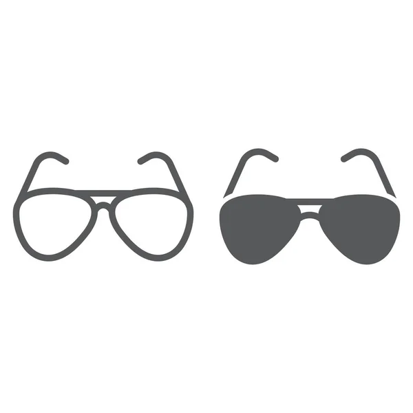 Aviator Sonnenbrille Linie und Glyphen-Symbol, Reise und Tourismus, Sonnenbrille Zeichen Vektorgrafik, ein lineares Muster auf weißem Hintergrund, Folge 10. — Stockvektor