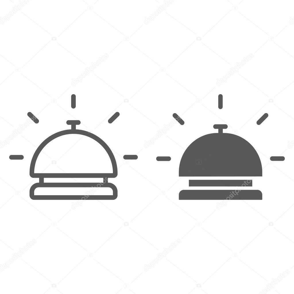 Hotel bell line and glyph icon, travel and hotel, reception sign vector graphics, a linear pattern on a white background, eps 10.